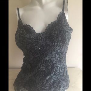 Cache Gray/Black Evening Top-size M